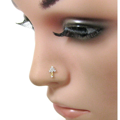 2pc Gold Plated White Pink Nose Stud