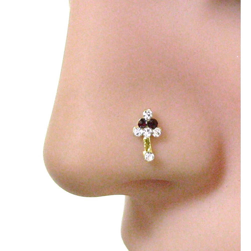 2pc Gold Plated Rhinestones Nose Stud