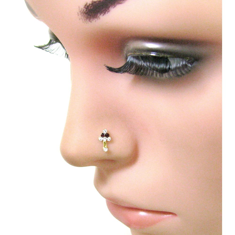 2pc Gold Plated Rhinestones Nose Stud