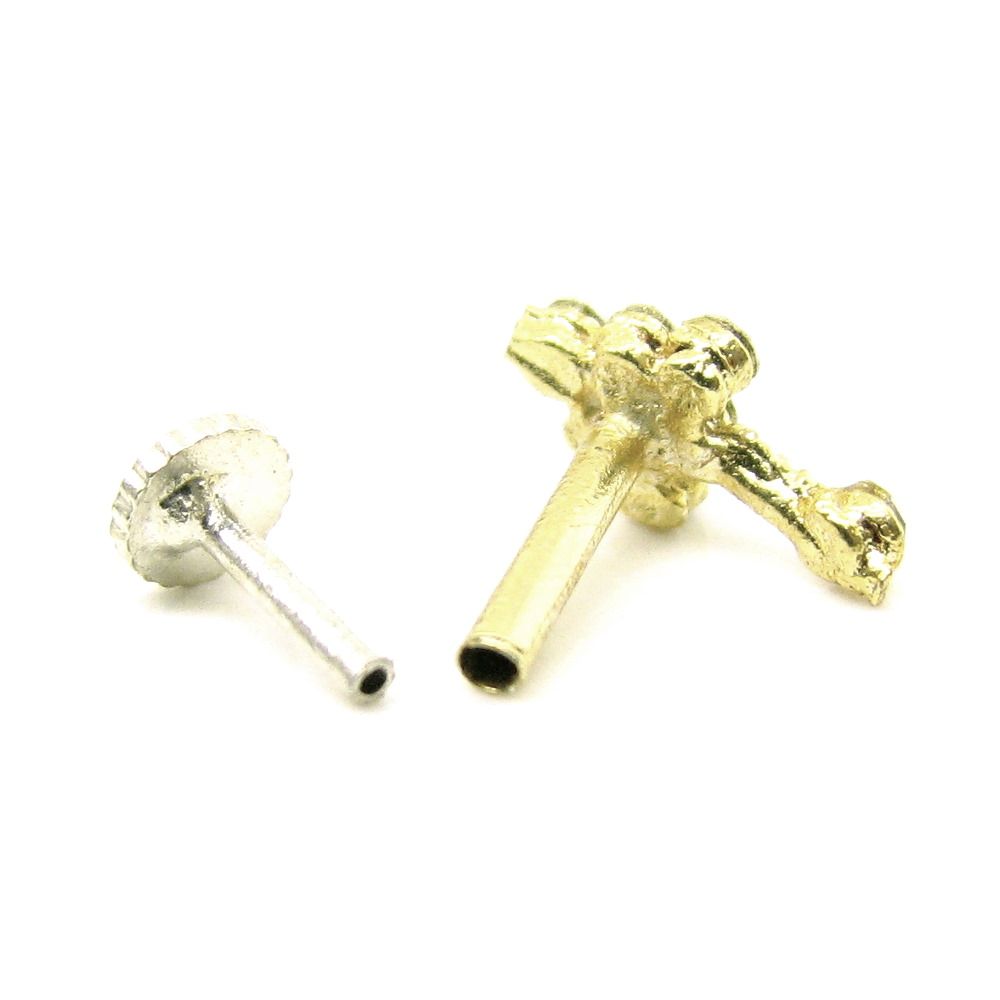 2pc Gold Plated White Pink Nose Stud