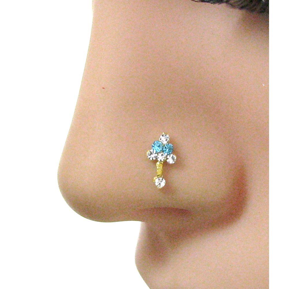 2pc Gold Plated Rhinestones Nose Stud