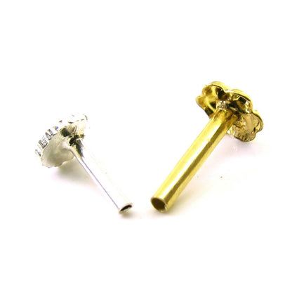 Silver Gold Plated Nose Pin for women with Push pin 