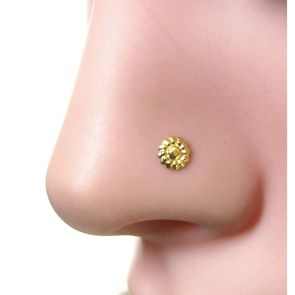 Floral sterling Silver Gold Plated Nose Pin