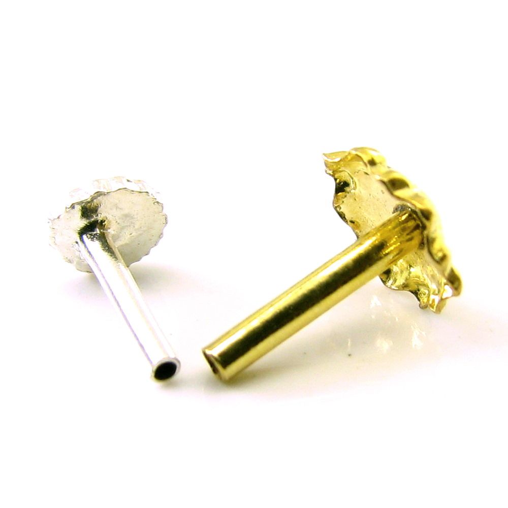 Gold Plated Silver Nose Pin for women with Push pin