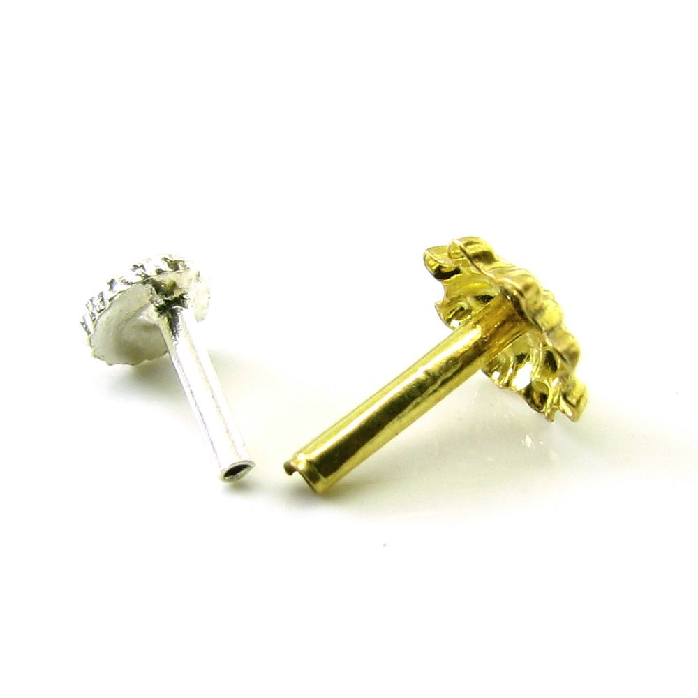 Silver Gold Plated Nose Pin for women with Push pin 