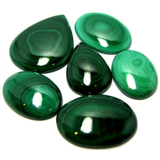 TOP-Quality-366Ct-6pc-Lot-Natural-Malachite-Untreated-Oval-Cabochon-Gemstones