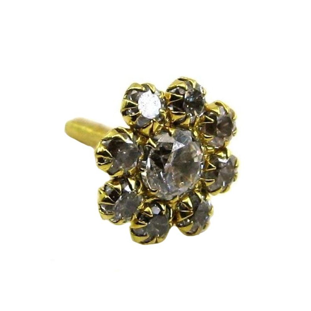 Style White CZ Studded Body Piercing Jewelry Nose Stud Pin Solid Real