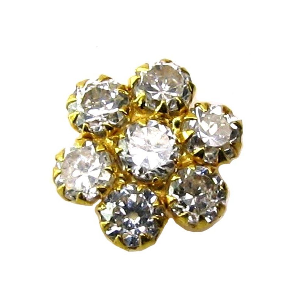 14k Yellow Gold Nose ring with shiny stone