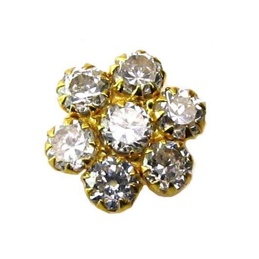 14k Yellow Gold Nose ring with shiny stone