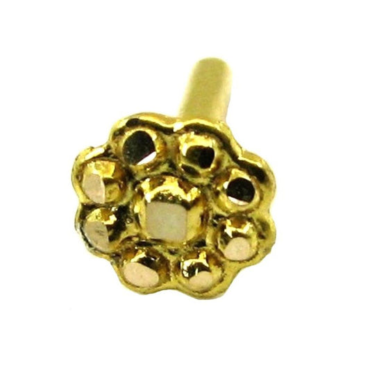 Ethnic Body Piercing Floral Nose stud Pin Solid Real 14k Yellow Gold