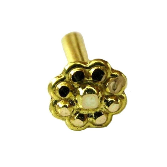 14k Yellow Gold Traditional Design Floral Body Piercing Nose stud Pin