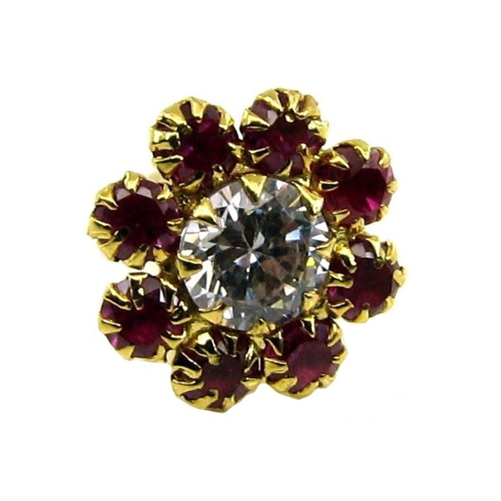 Daisy Nose Stud Pin Solid Real 14k Yellow Gold