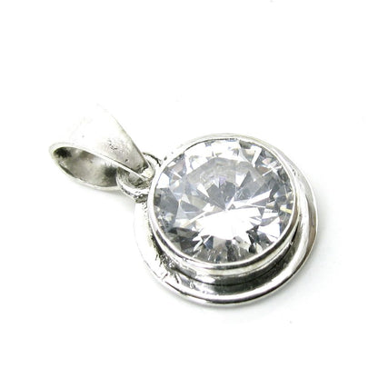 Pure Silver pendant White Cubic Zirconia Gems