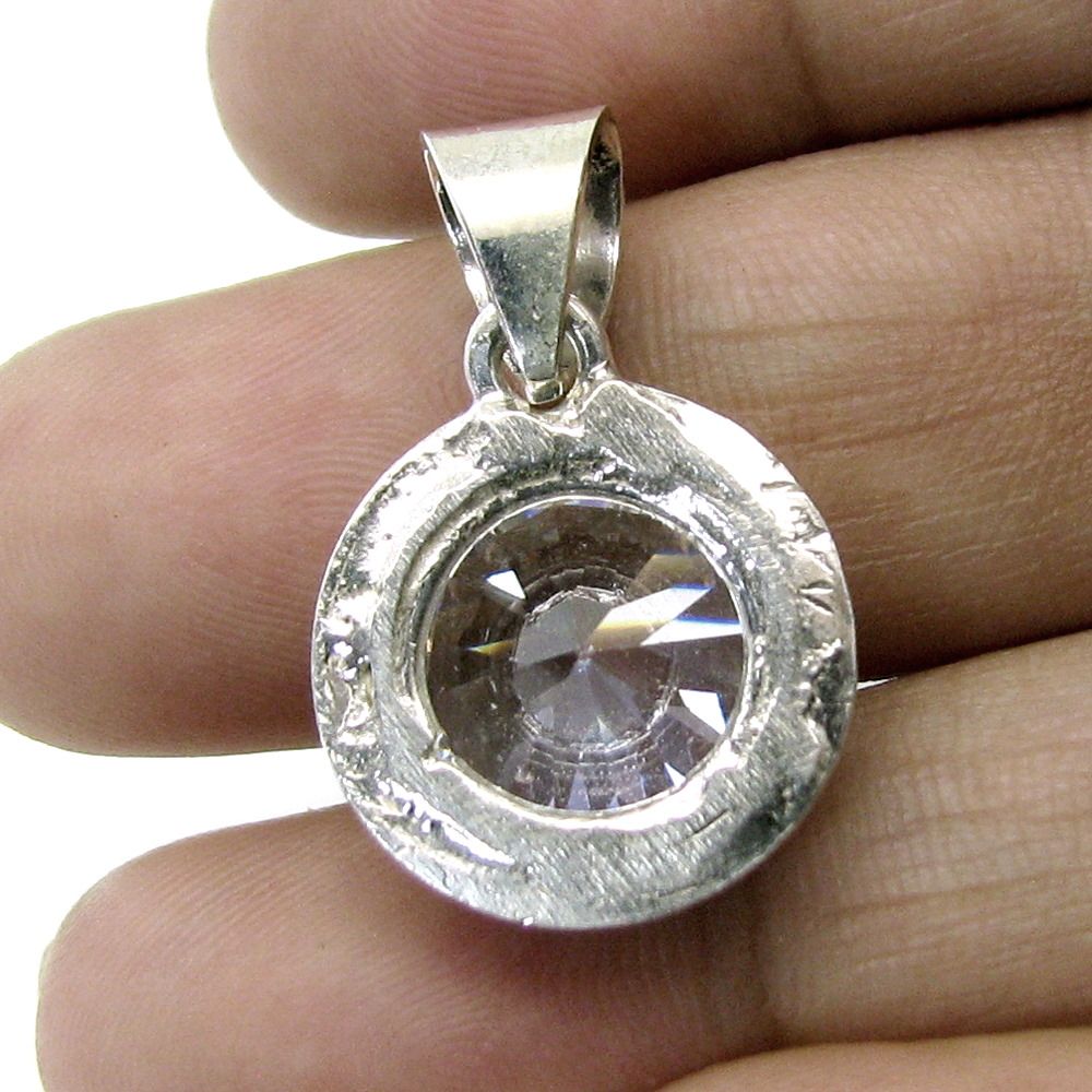 Pure Silver pendant White Cubic Zirconia Gems