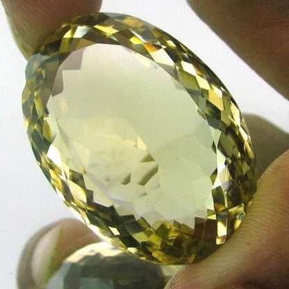 Superb A+ 71.8Ct Clear Fine Natural Lemon Quartz Oval Faceted Gemstone