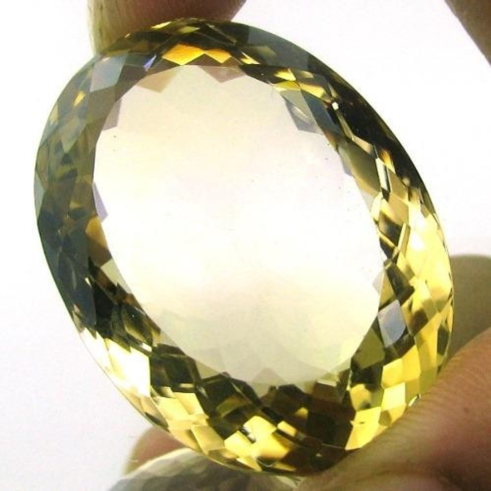 Superb A+ 85.5Ct Clear Fine Natural Lemon Quartz Oval Faceted Gemstone