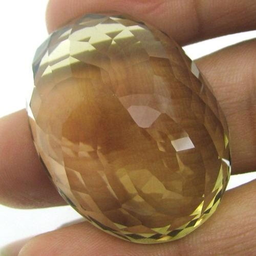 Superb A+ 85.5Ct Clear Fine Natural Lemon Quartz Oval Faceted Gemstone