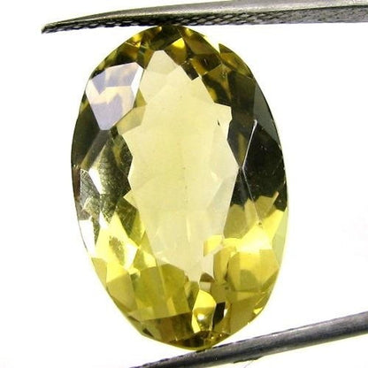 CERTIFIED 14.16Ct A+ NATURAL Lemon Quartz Oval Faceted Gemstone