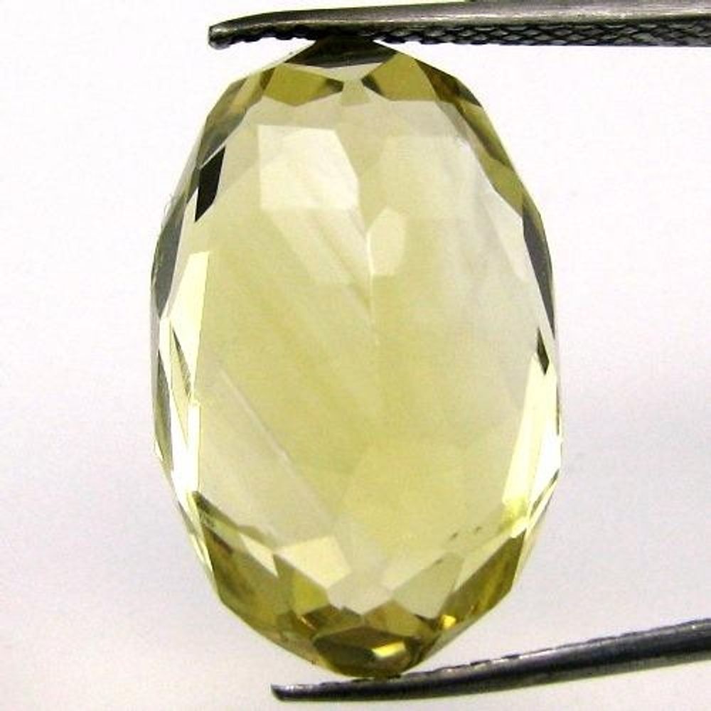 CERTIFIED 14.16Ct A+ NATURAL Lemon Quartz Oval Faceted Gemstone