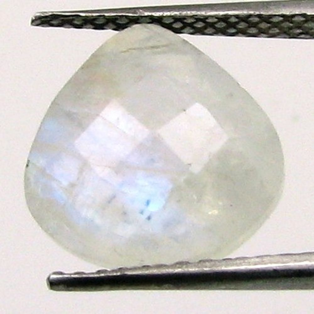 4.5Ct Natural Color Play Rainbow Moonstone Pear Checker Cut Gemstone