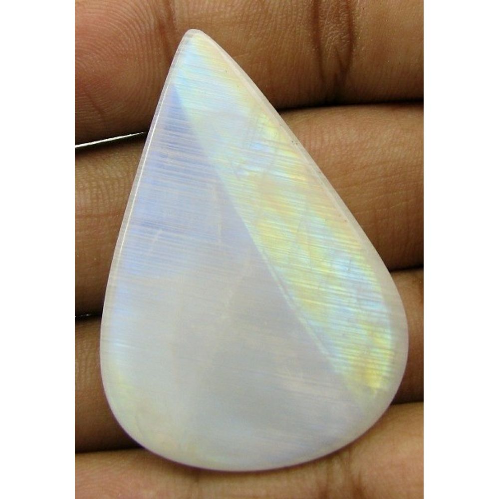 Superb Top 81.6Ct Huge Natural Rainbow Moonstone Pear Cab Gemstone