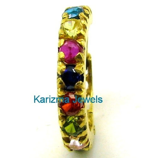 14K Solid Real Gold Jewelry Multicolor Bollywood Style CZ