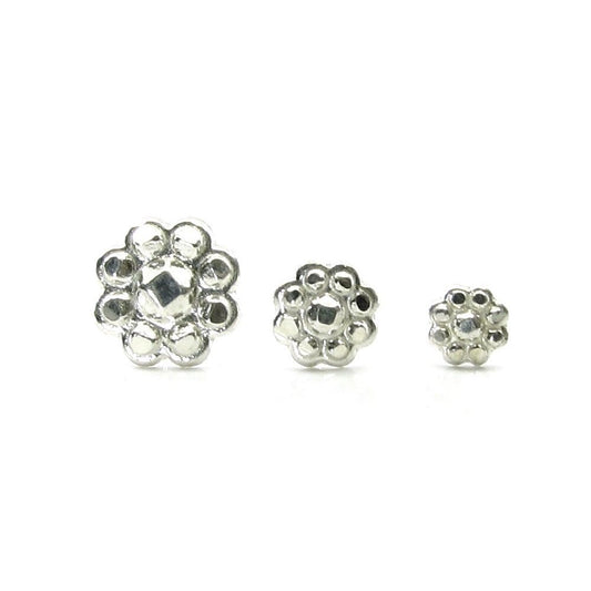 3pc Set Floral Design Sterling Silver Body Piercing Nose Pin