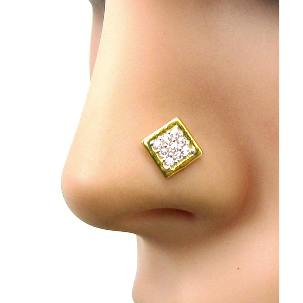 17-18g Piercing Nose stud Pin 14k Yellow Gold For women