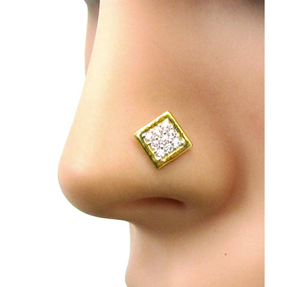 17-18g Piercing Nose stud Pin 14k Yellow Gold For women