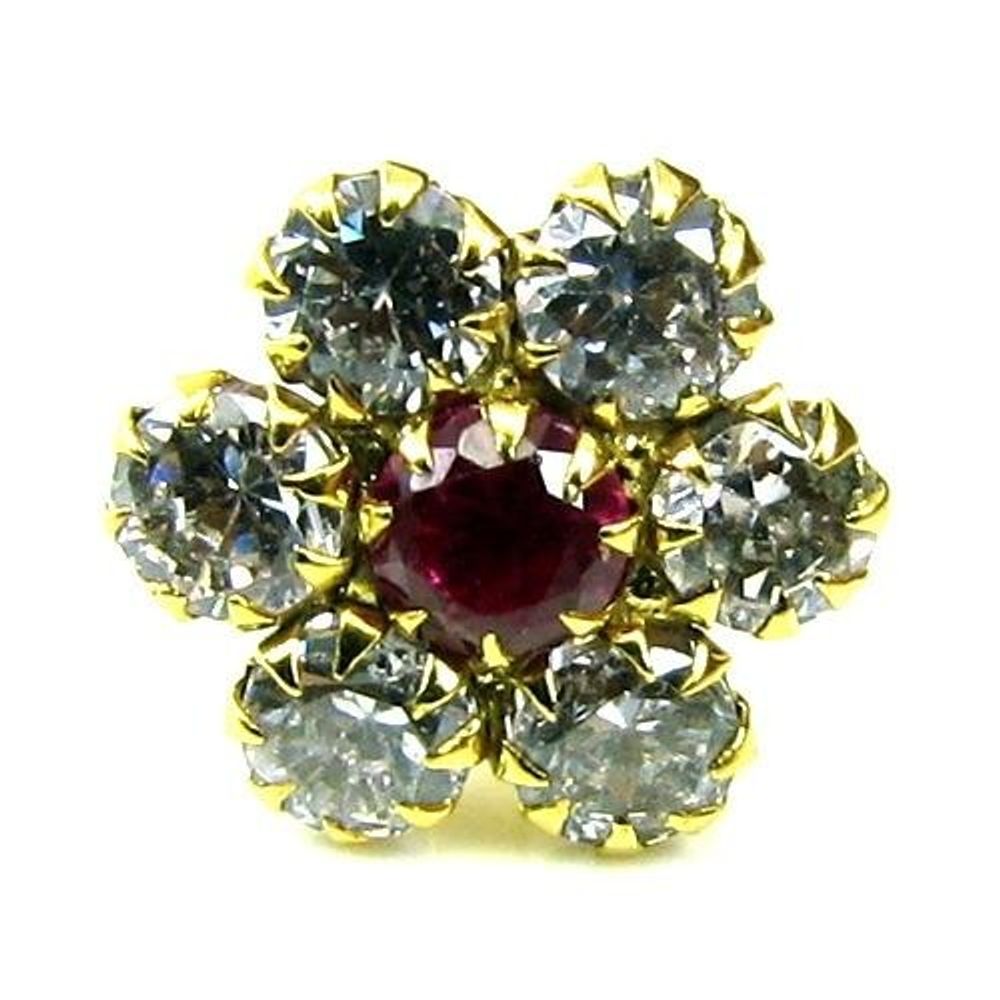 Style Floral CZ Nath  14k Yellow Gold for women