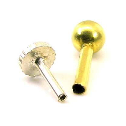 14k Yellow Gold nose pin with push pin