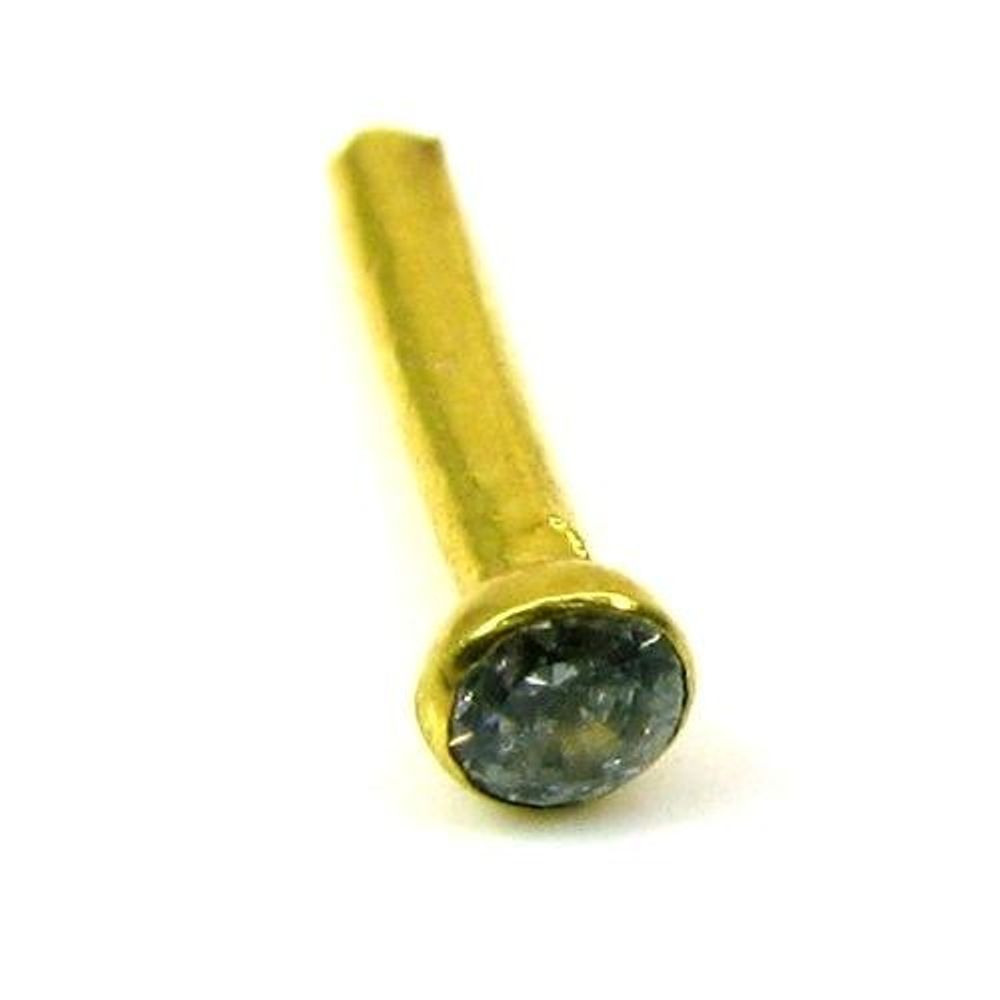 Nose Stud Pin Solid Real 14k Yellow Gold