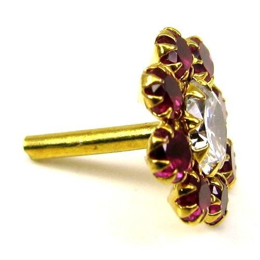 Daisy Piercing Nose Stud Pin Solid Real 14k Yellow Gold