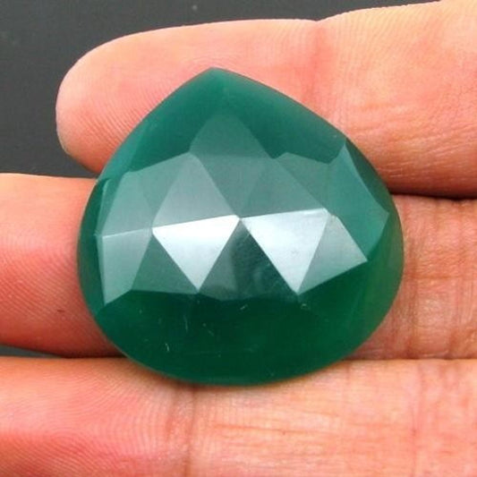 23.5Ct-100%-Natural-Green-Onyx-Checker-Faceted-Gemstone