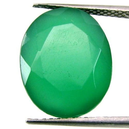 10Ct Natural Green Onyx Oval Faceted Gemstone