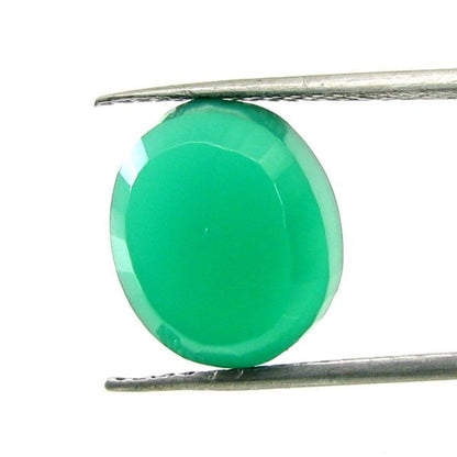 Certified 6.77Ct Natural Green Onyx Oval Cut Gemstone (Emerald Substitute)