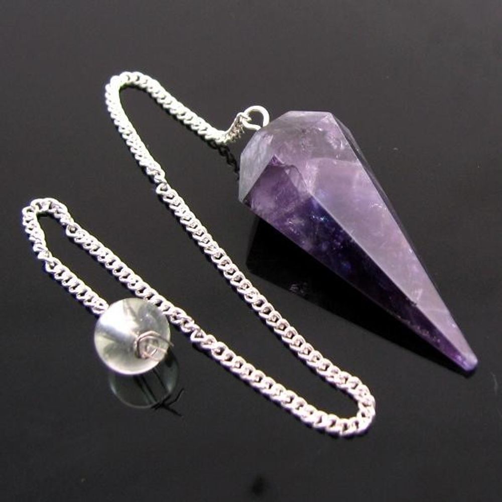 Natural-Amethyst-Gemstone-Polished-Point-Pendulum-Dowser-Healing-Reiki