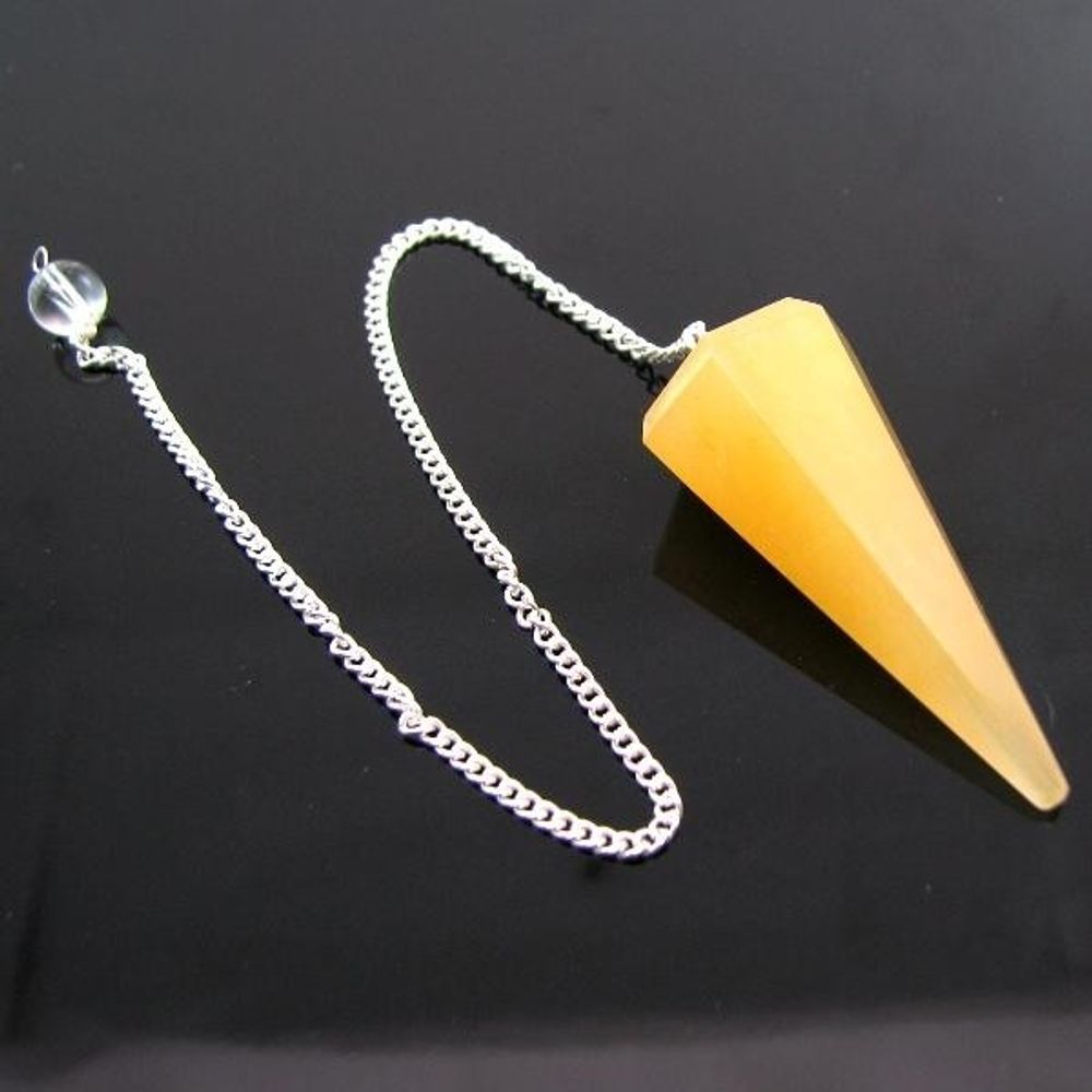 Natural-Yellow-Jade-Polished-Point-Pendulum-Dowser-Healing-Reiki