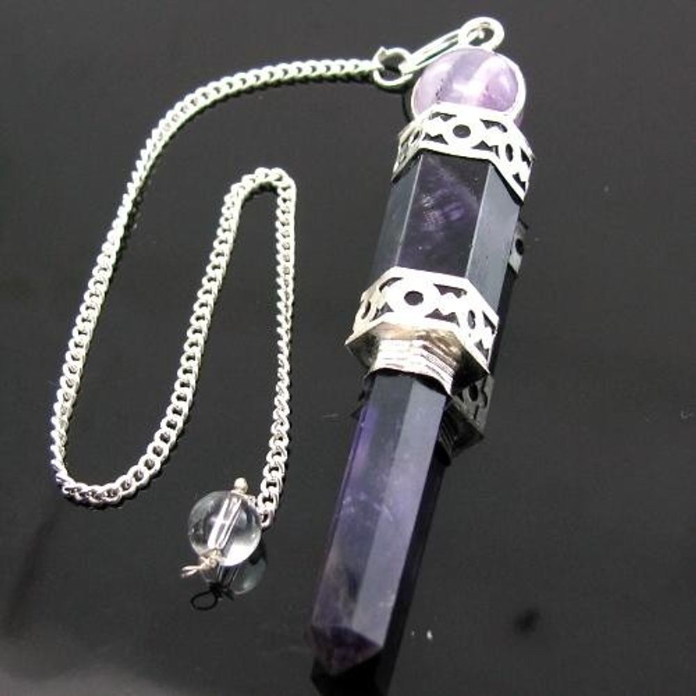 62.4Ct-Natural-Amethyst-Gemstone-Point-Pendulum-Healing-Wand