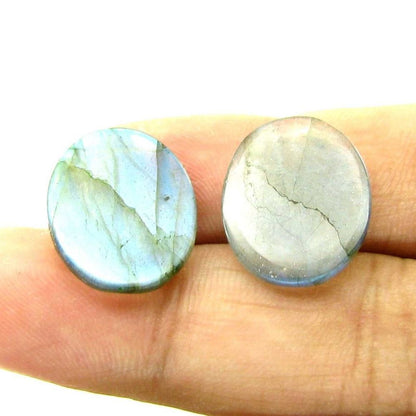 Color Play 14.1Ct Pair Natural Labradorite Oval Shape Gemstones