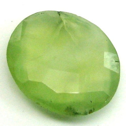 11.7Ct Natural Prehnite Oval Shape Checker Cut Gemstone