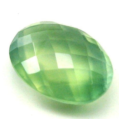 CERTIFIED 12.75Ct Natural Prehnite Oval Checker Cut Gemstone