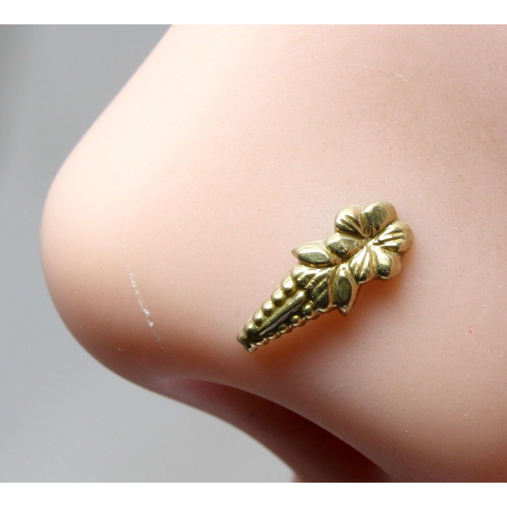 Antique gold finish nose stud l bend