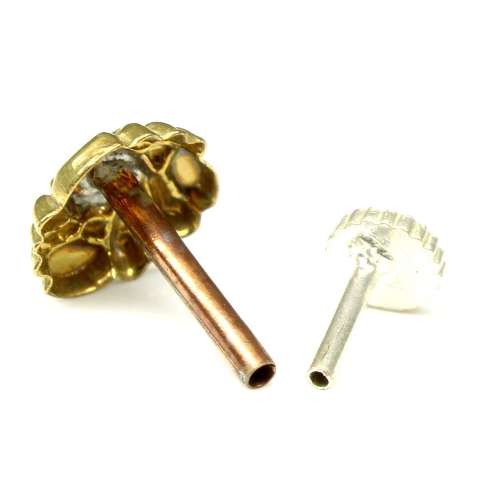 Antique gold finish brass nose stud 18g