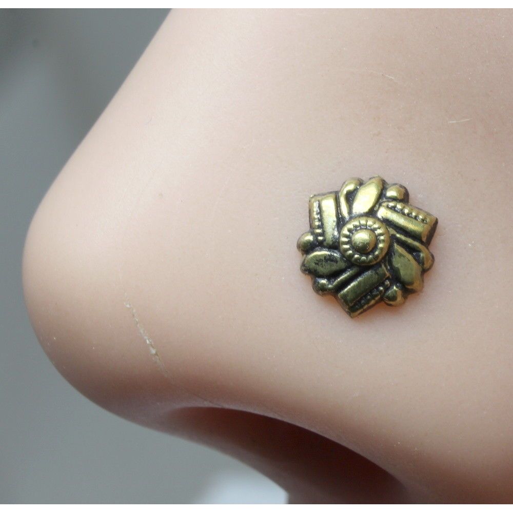 Twisted nose stud antique gold finish