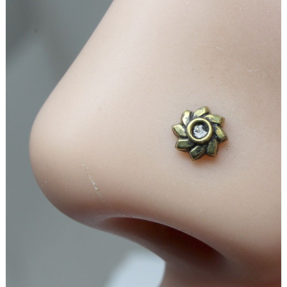 Buy Antique Pressing Nose Ring With Gold Plating 216877 | Kanhai Jewels