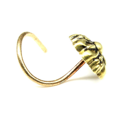 Brass nose stud corkscrew l bend