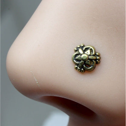 Brass corkscrew piercing nose stud