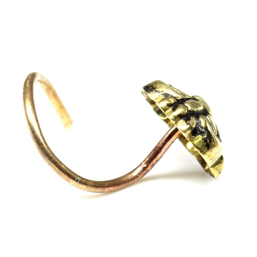 Brass corkscrew piercing nose stud