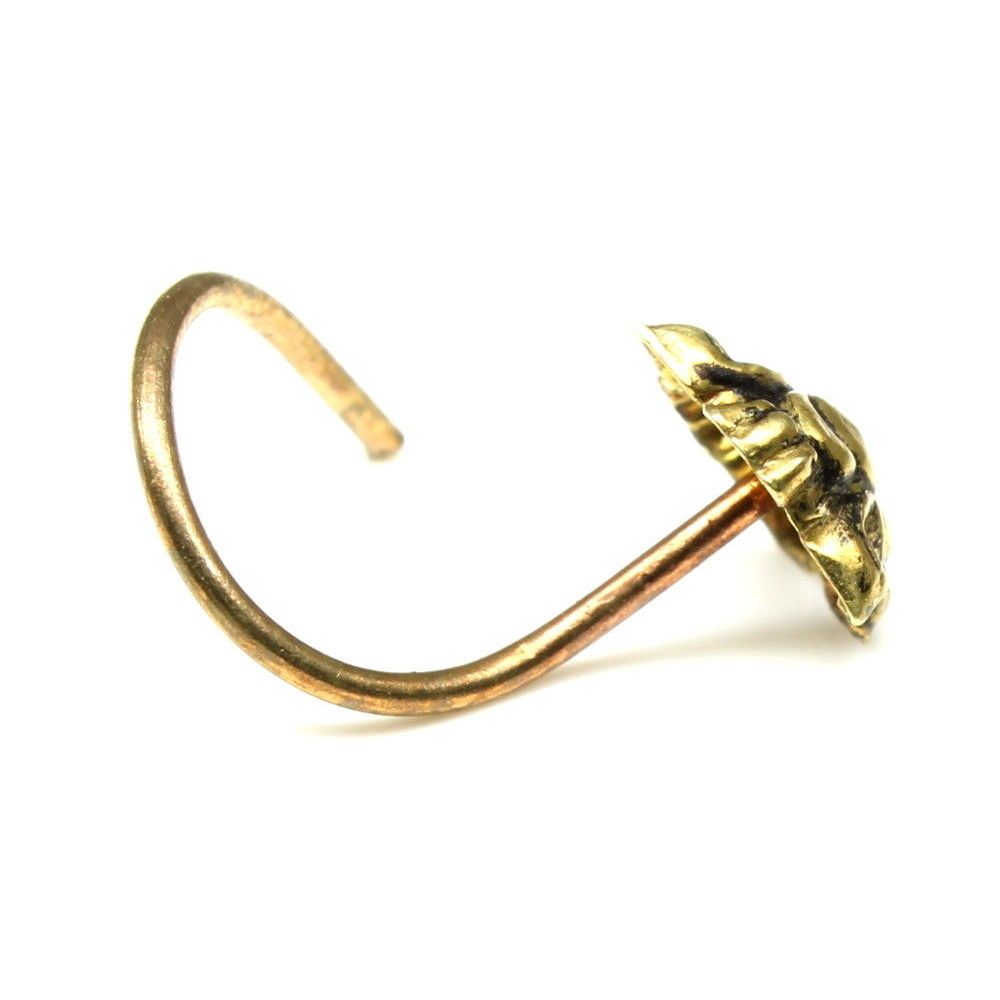 Antique gold finish brass corkscrew nose stud